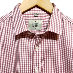 Frank & Oak Cotton Oxford Brick Red Check Button Up Shirt in Medium